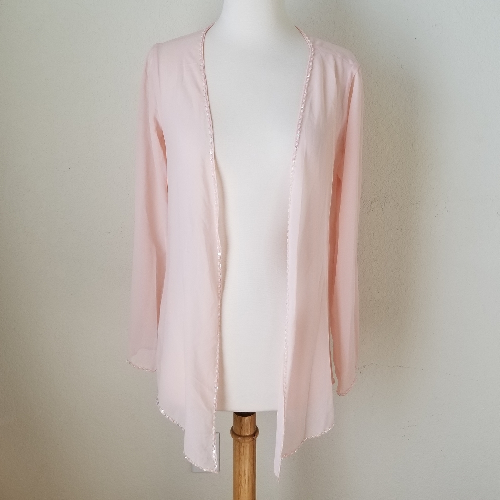 Vintage Sheer Pink Beaded Duster